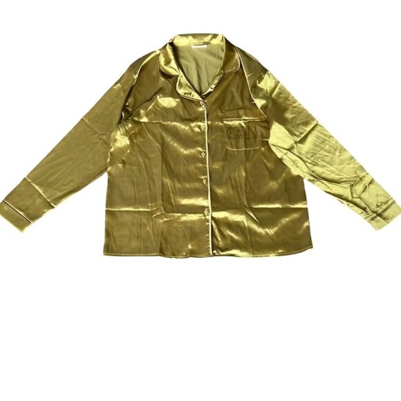 Taylor Swift Intimates Fearless Gold Satin Pajama Top Night Shirt M - Picture 1 of 5